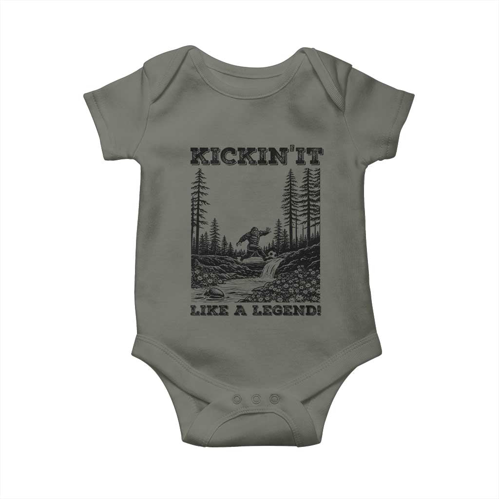 Kickin It Like A Legend Baby Onesie Funny Bigfoot Soccer Player
