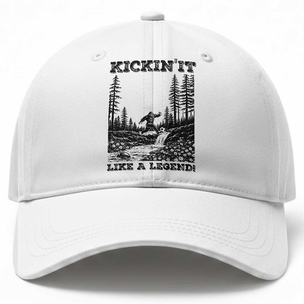 Kickin It Like A Legend Baseball Cap Funny Bigfoot Soccer Player