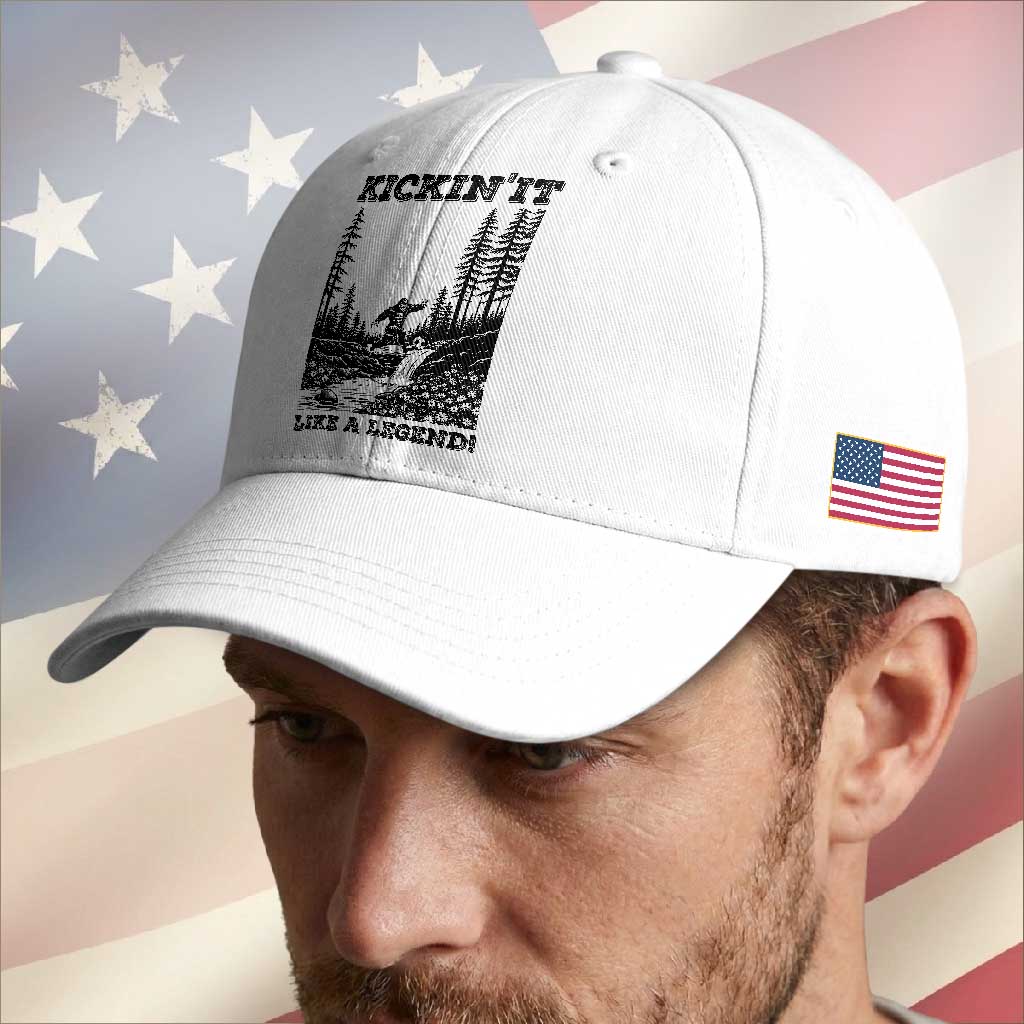 Kickin It Like A Legend Baseball Cap Funny Bigfoot Soccer Player