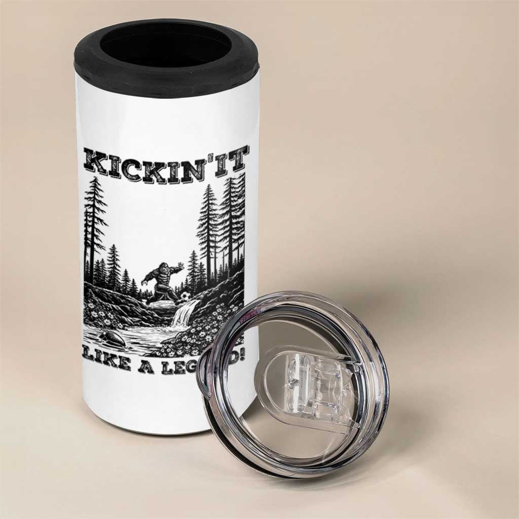 Kickin It Like A Legend 4 in 1 Can Cooler Tumbler Funny Bigfoot Soccer Player