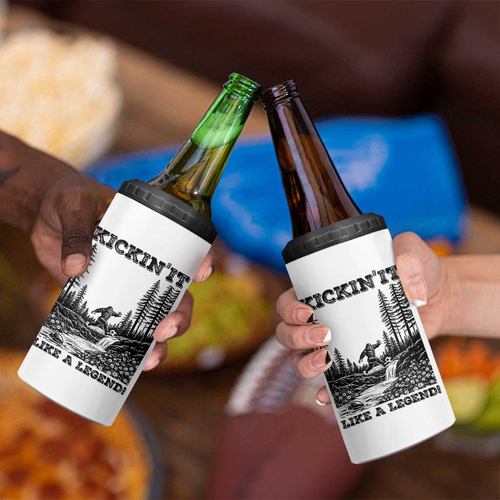 Kickin It Like A Legend 4 in 1 Can Cooler Tumbler Funny Bigfoot Soccer Player