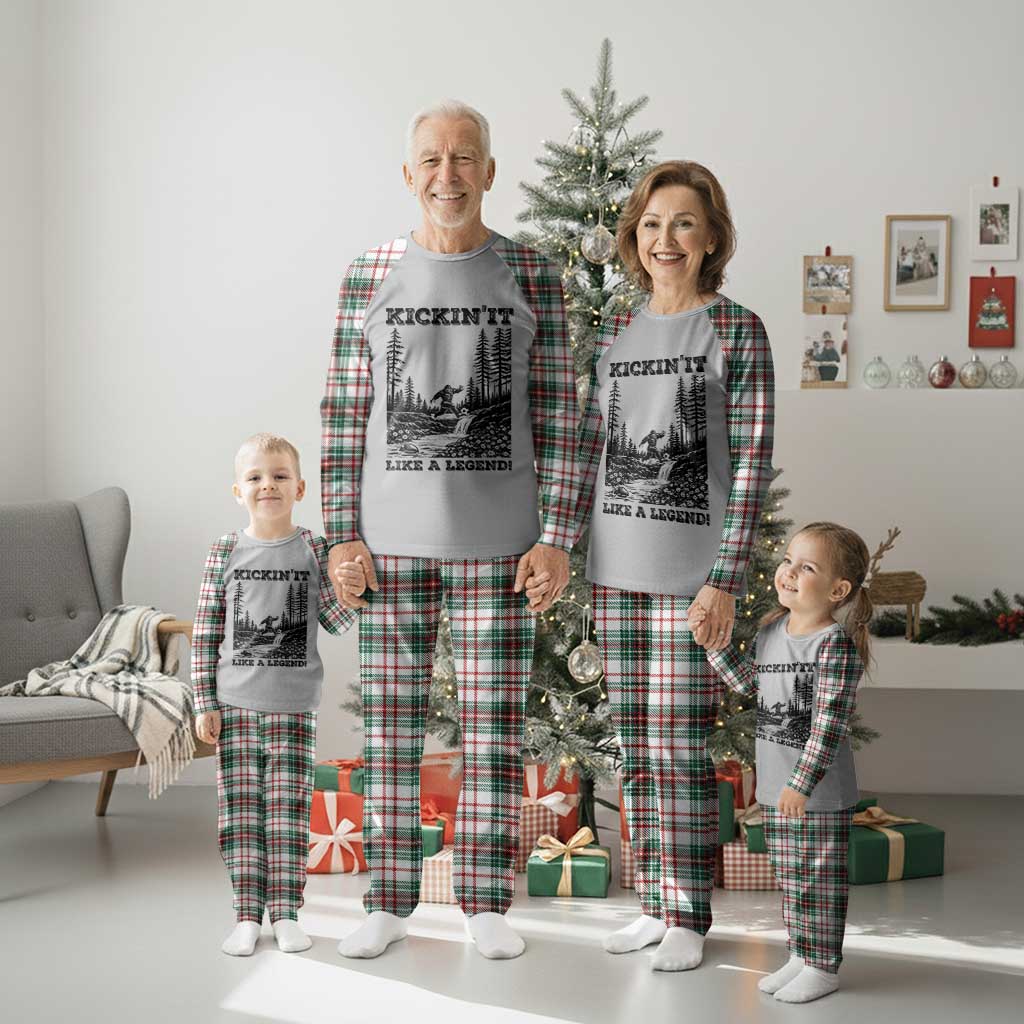Kickin It Like A Legend Plaid Pajama Set Funny Bigfoot Soccer Player