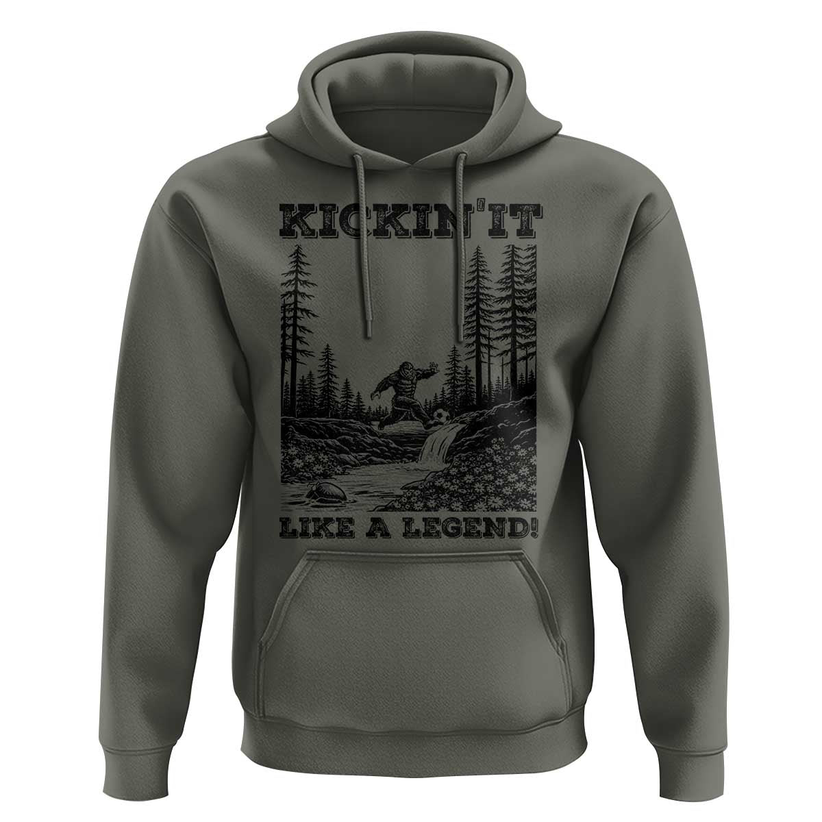 Kickin It Like A Legend Hoodie Funny Bigfoot Soccer Player