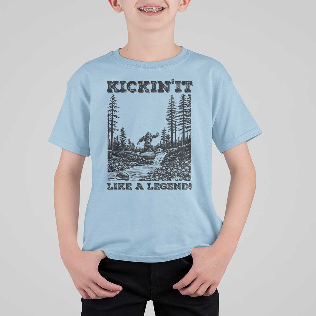 Kickin It Like A Legend T Shirt For Kid Funny Bigfoot Soccer Player