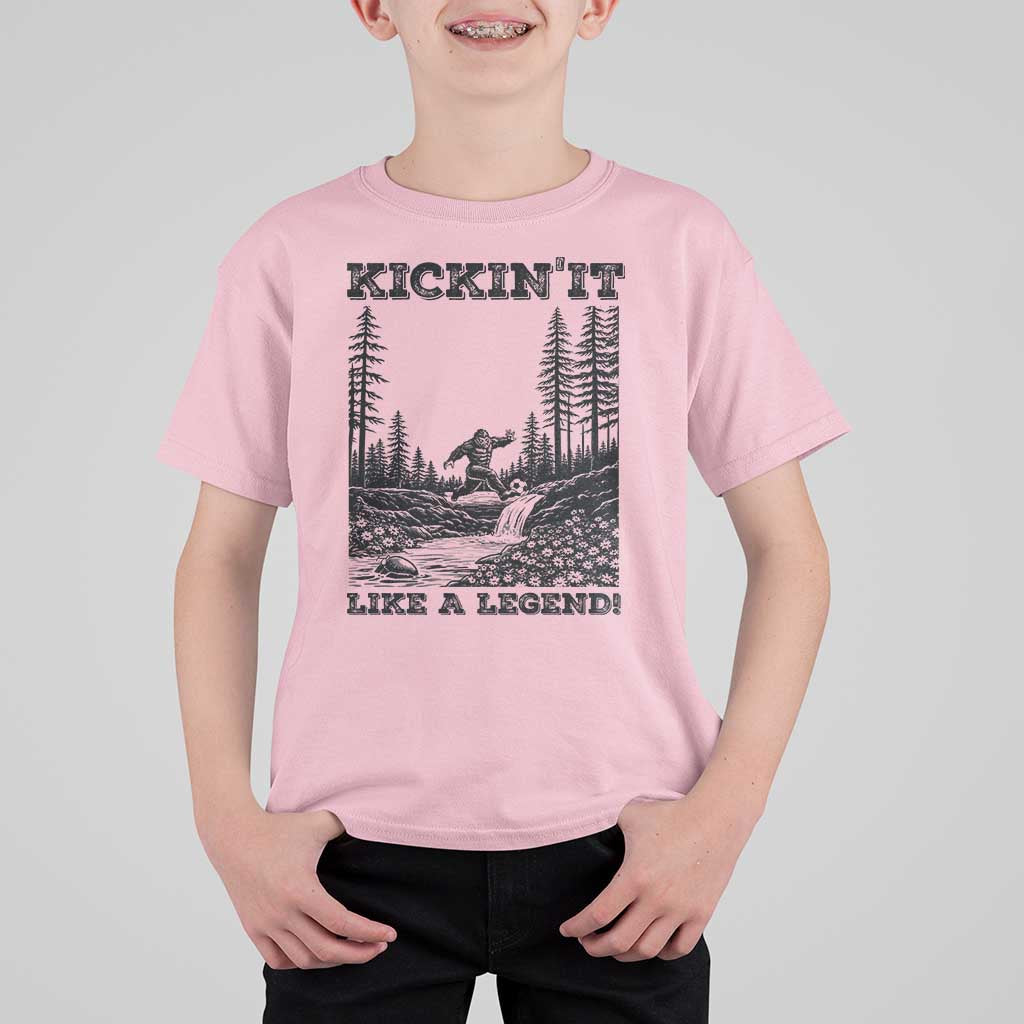 Kickin It Like A Legend T Shirt For Kid Funny Bigfoot Soccer Player