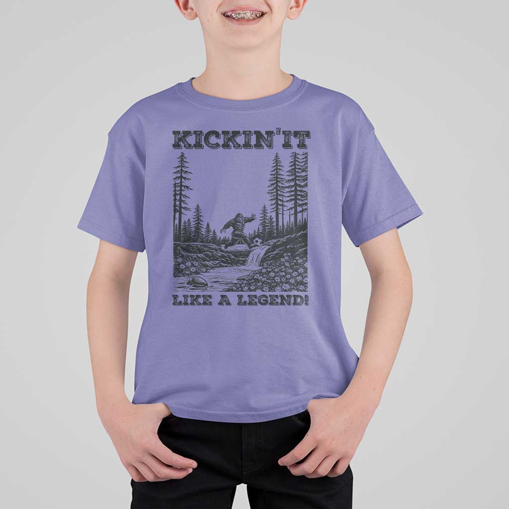 Kickin It Like A Legend T Shirt For Kid Funny Bigfoot Soccer Player