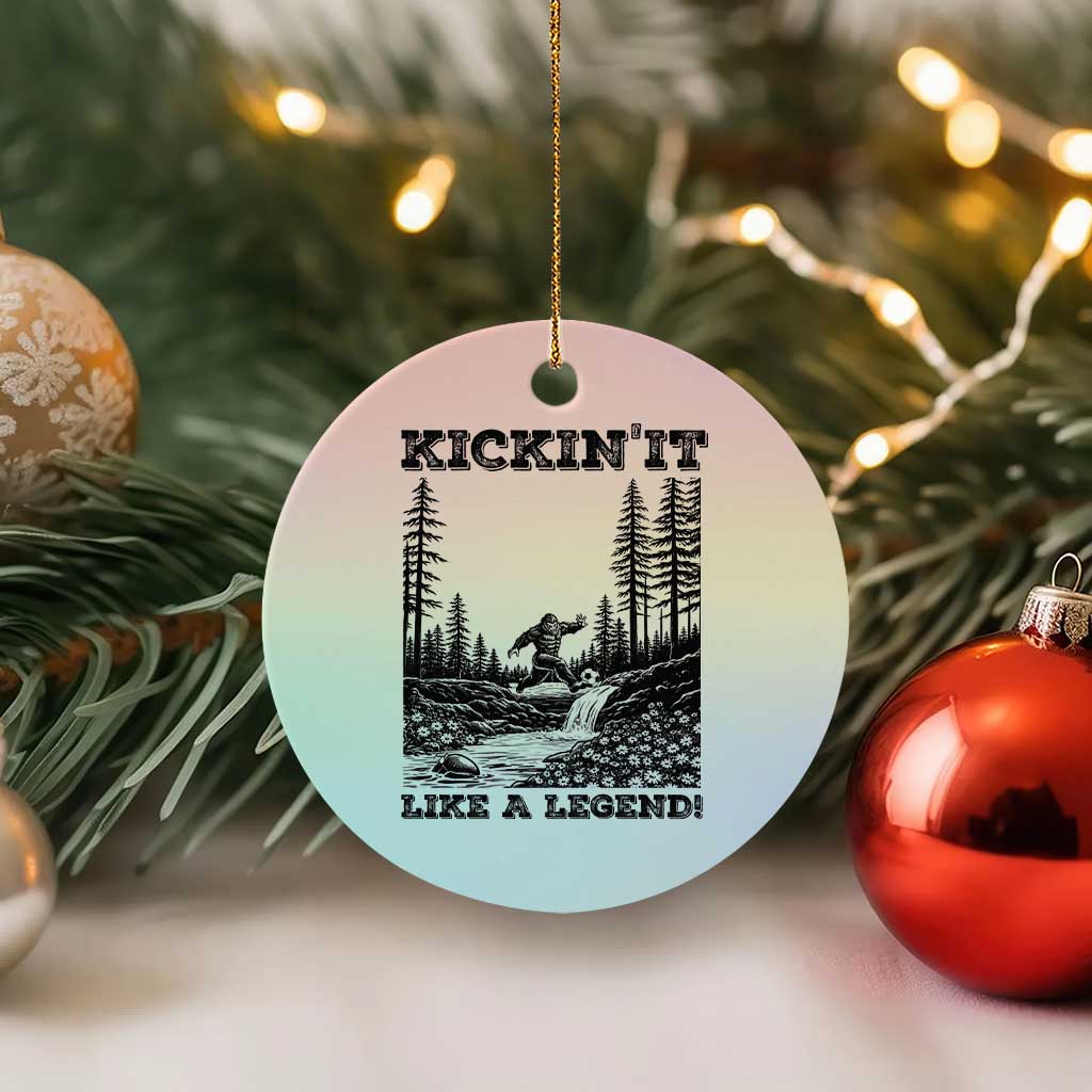 Kickin It Like A Legend Ceramic Ornament Funny Bigfoot Soccer Player