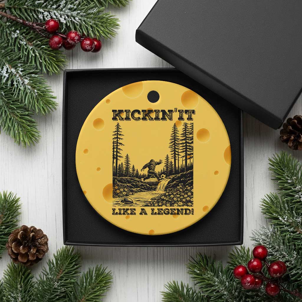Kickin It Like A Legend Ceramic Ornament Funny Bigfoot Soccer Player