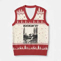 Kickin It Like A Legend V-Neck Knit Sweater Vest Funny Bigfoot Soccer Player
