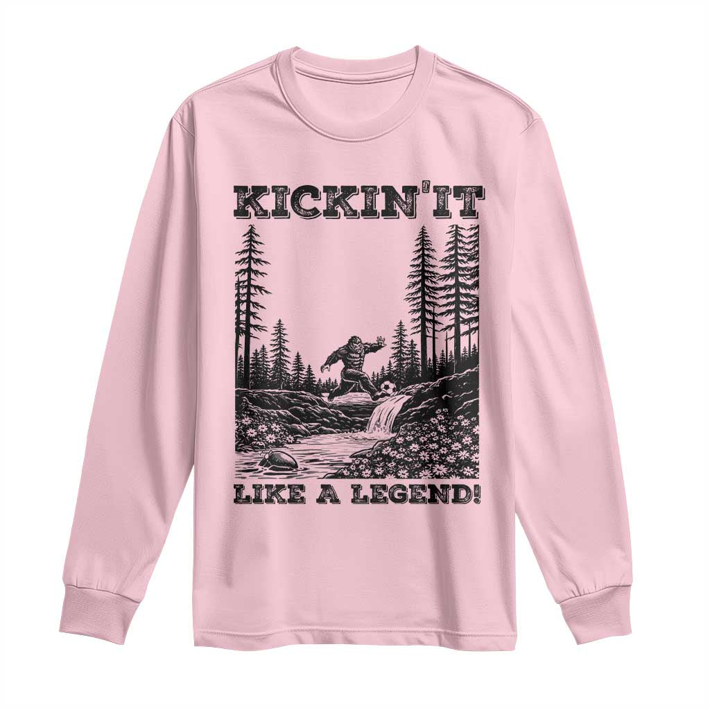 Kickin It Like A Legend Long Sleeve Shirt Funny Bigfoot Soccer Player
