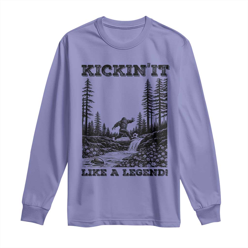 Kickin It Like A Legend Long Sleeve Shirt Funny Bigfoot Soccer Player