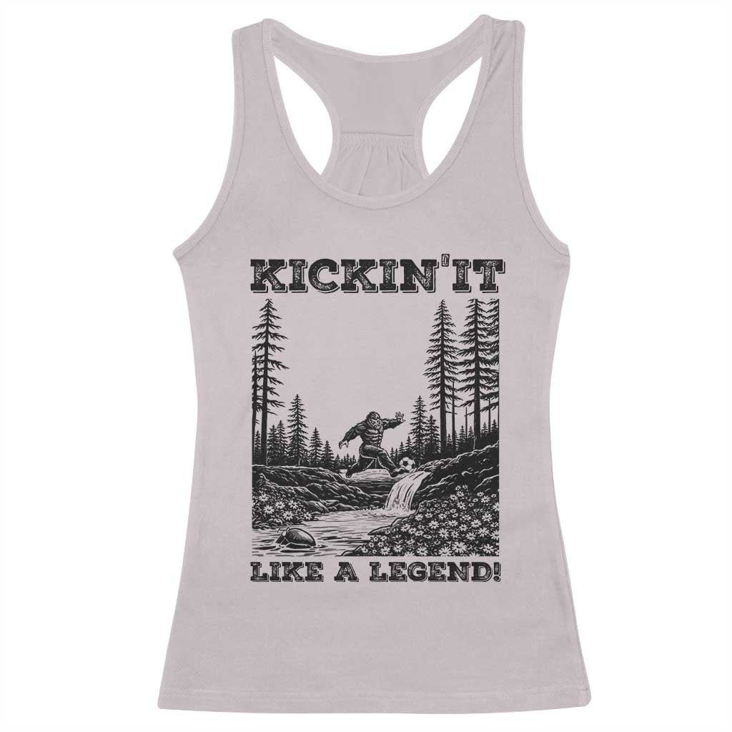 Kickin It Like A Legend Racerback Tank Top Funny Bigfoot Soccer Player