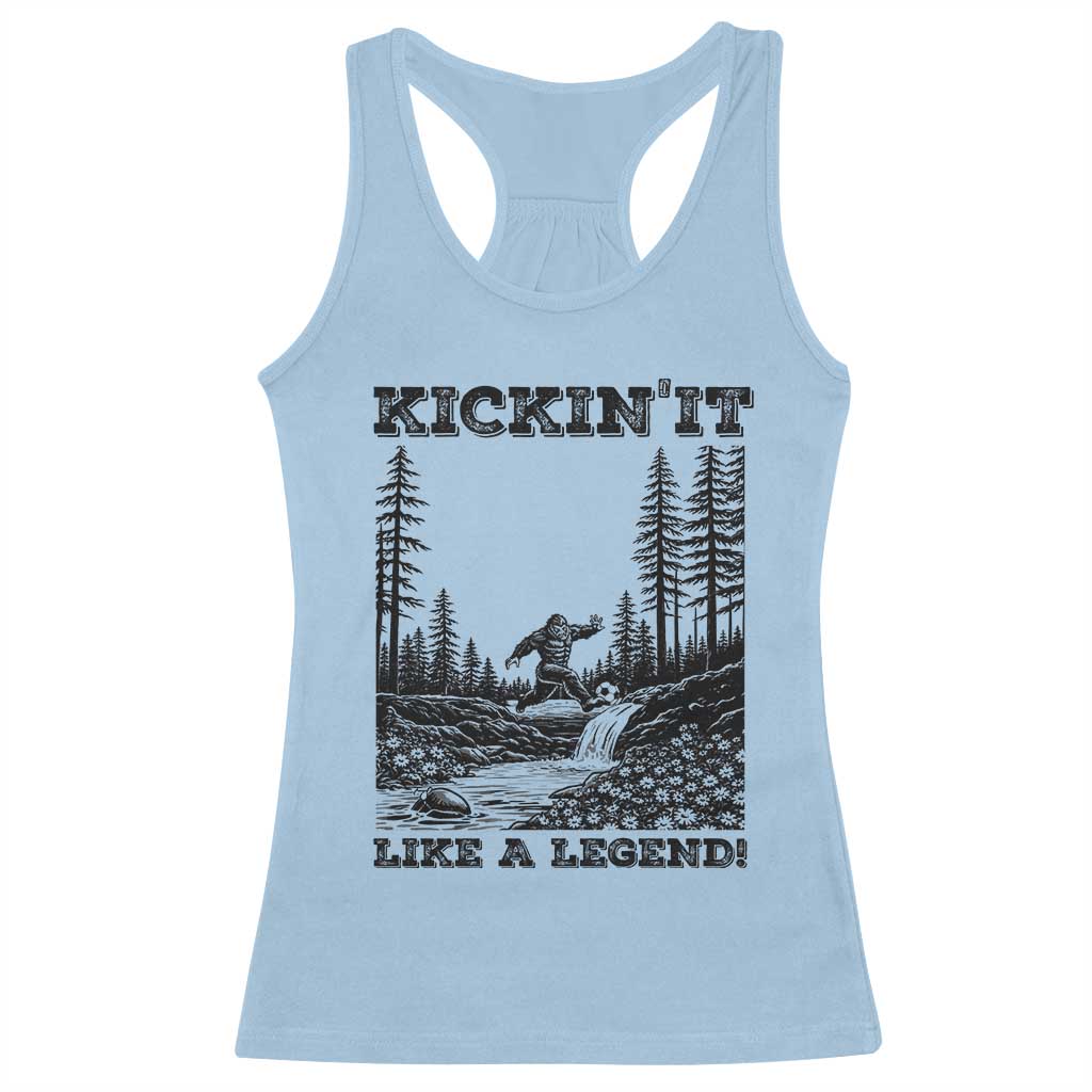 Kickin It Like A Legend Racerback Tank Top Funny Bigfoot Soccer Player