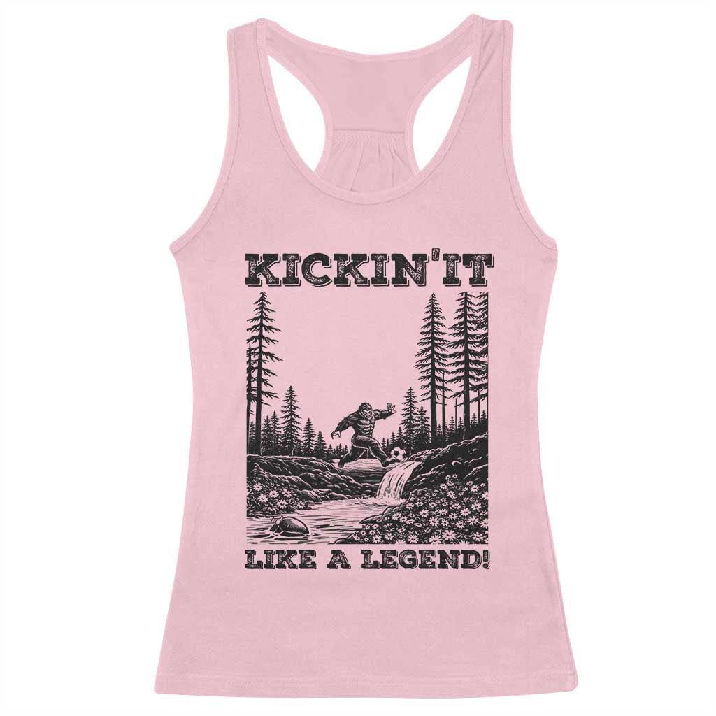 Kickin It Like A Legend Racerback Tank Top Funny Bigfoot Soccer Player
