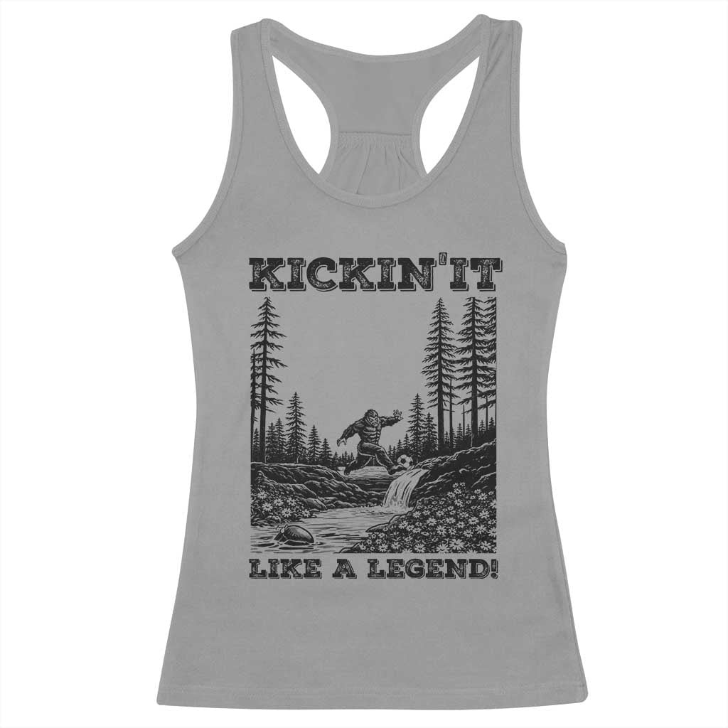 Kickin It Like A Legend Racerback Tank Top Funny Bigfoot Soccer Player