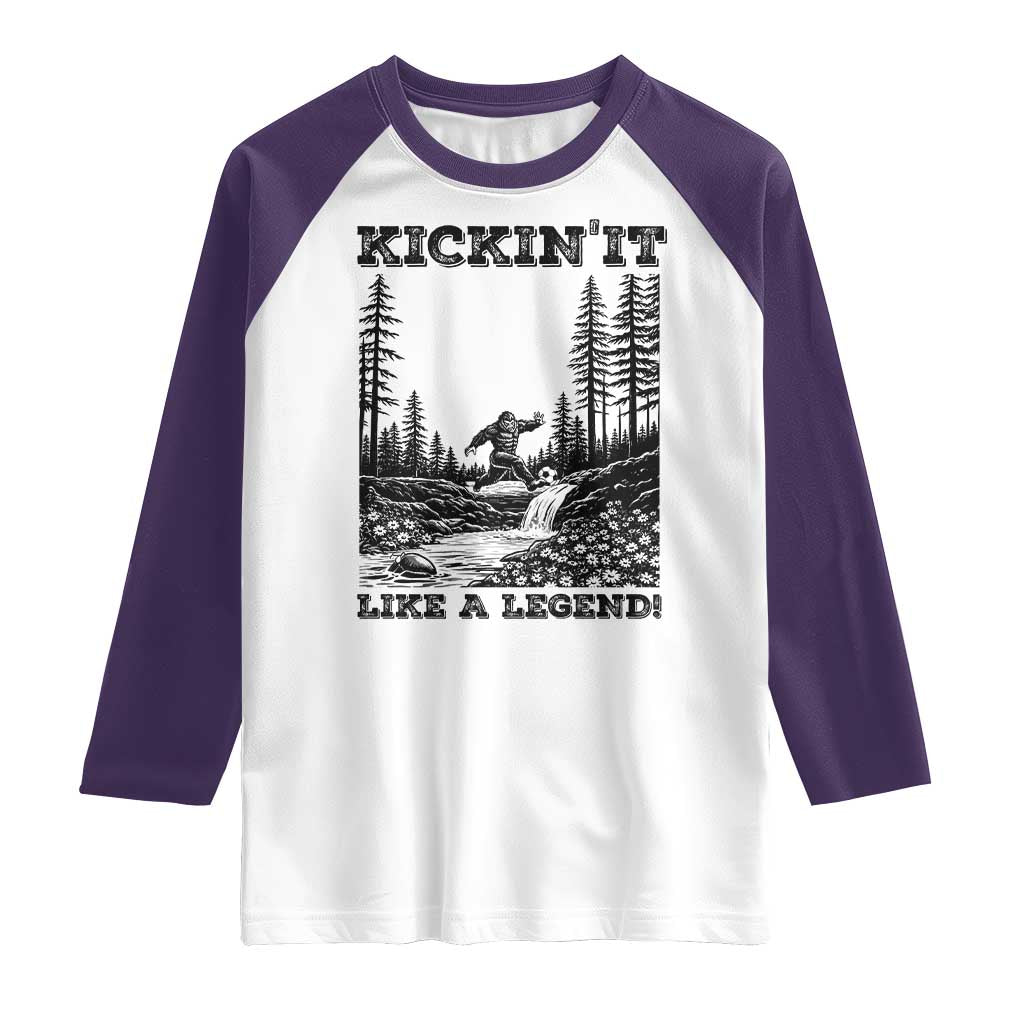 Kickin It Like A Legend Raglan Shirt Funny Bigfoot Soccer Player