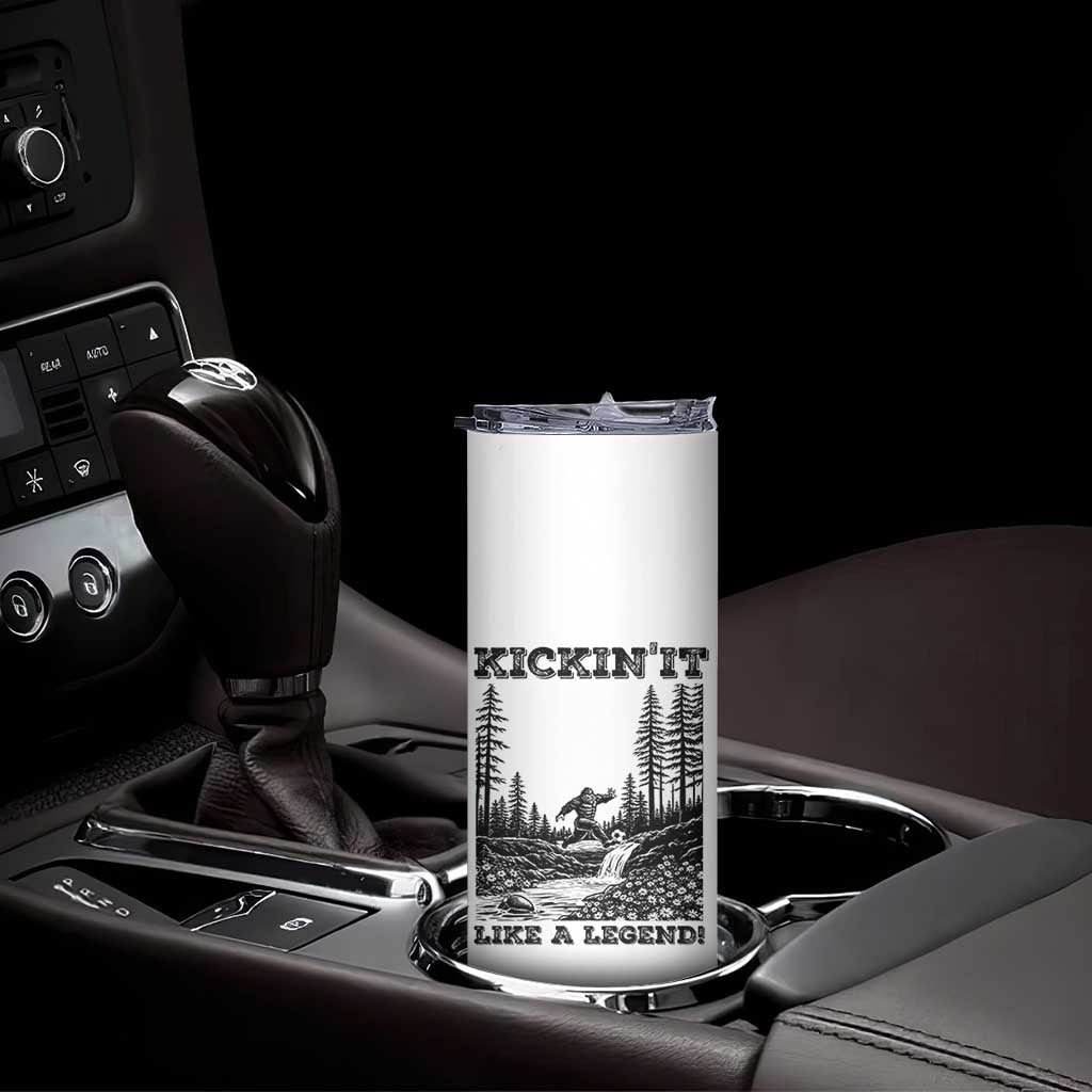 Kickin It Like A Legend Skinny Tumbler Funny Bigfoot Soccer Player