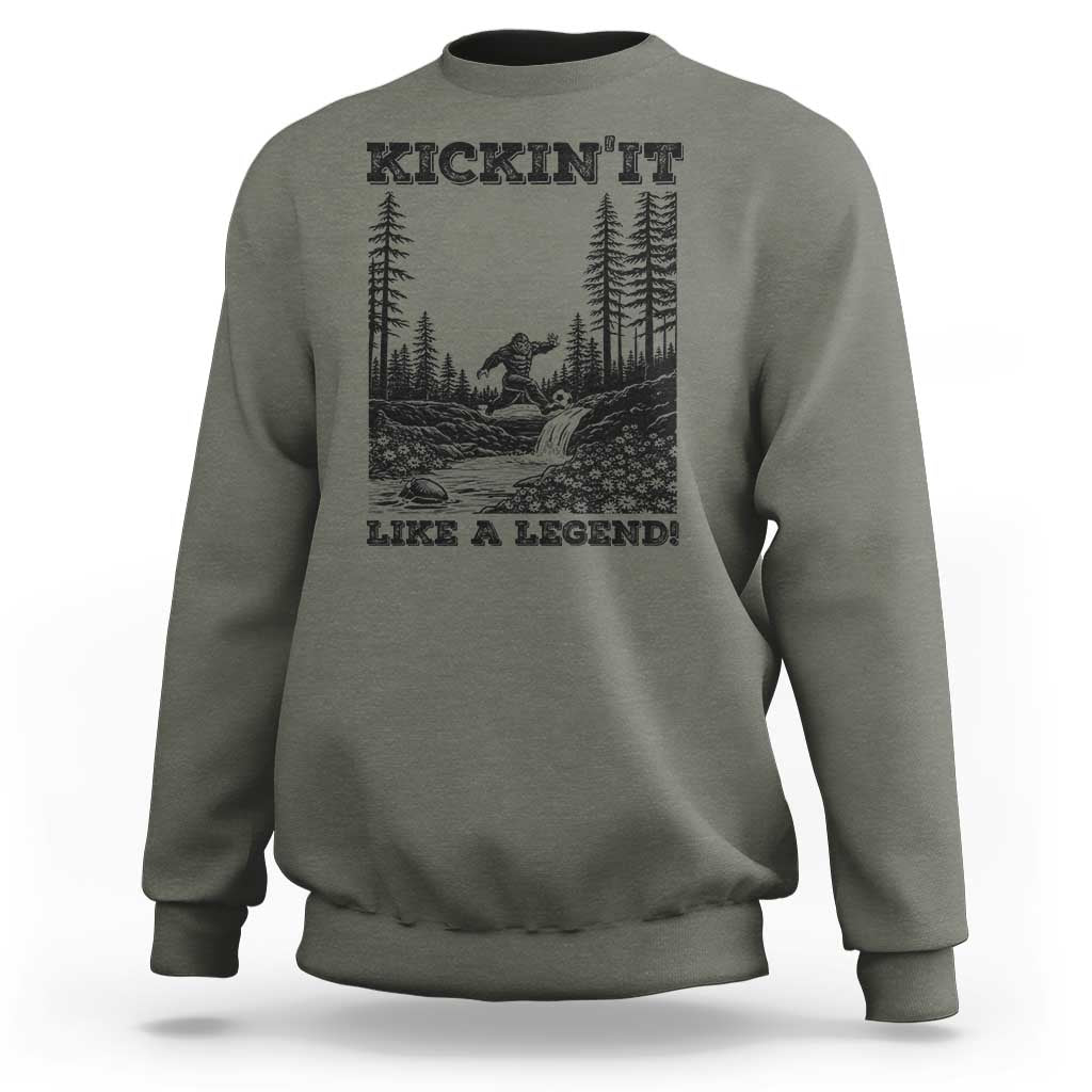 Kickin It Like A Legend Sweatshirt Funny Bigfoot Soccer Player