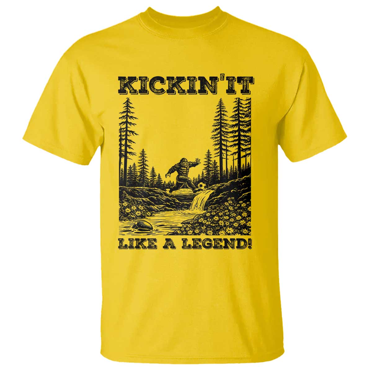 Kickin It Like A Legend T Shirt Funny Bigfoot Soccer Player