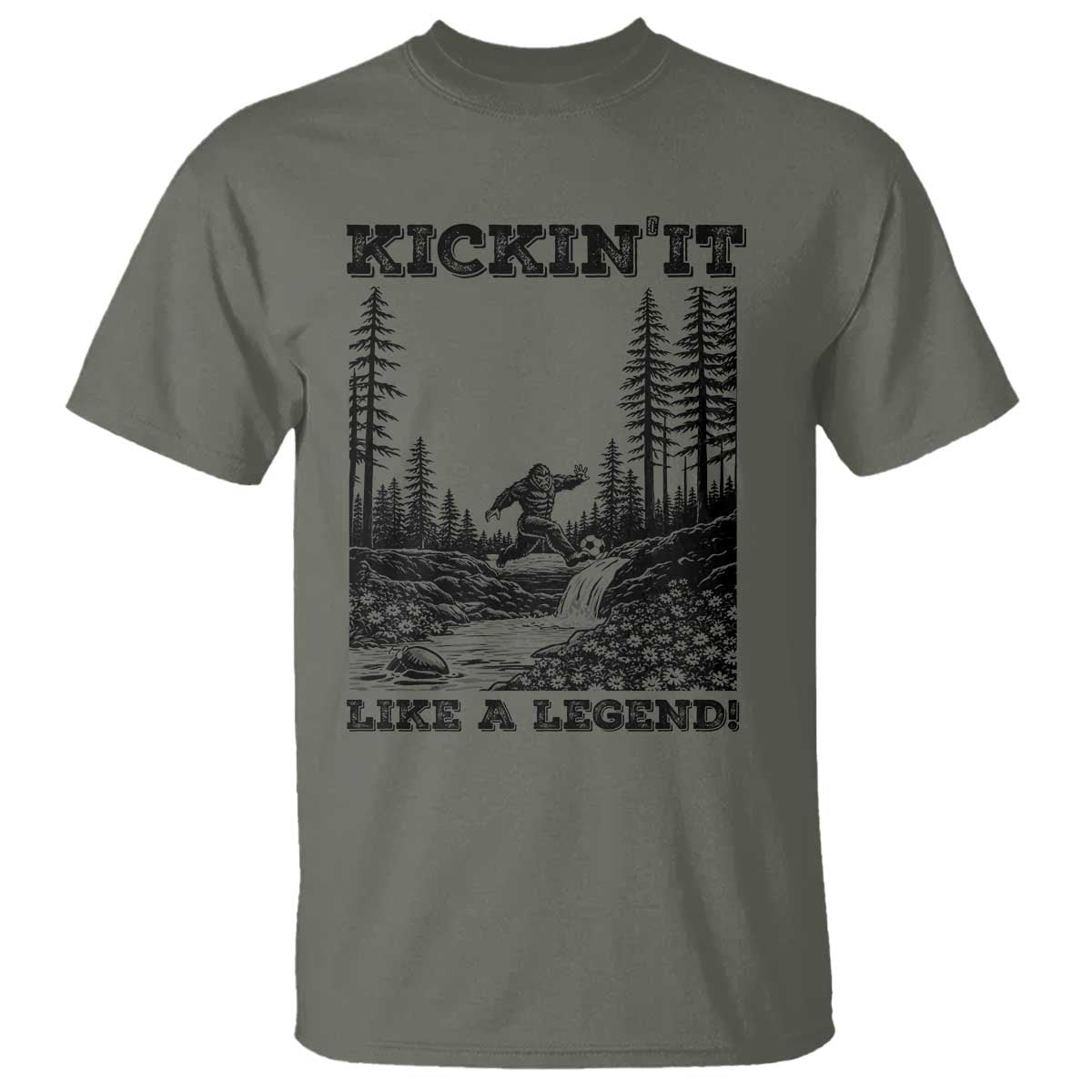 Kickin It Like A Legend T Shirt Funny Bigfoot Soccer Player