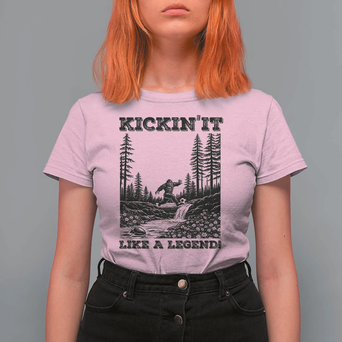 Kickin It Like A Legend T Shirt For Women Funny Bigfoot Soccer Player
