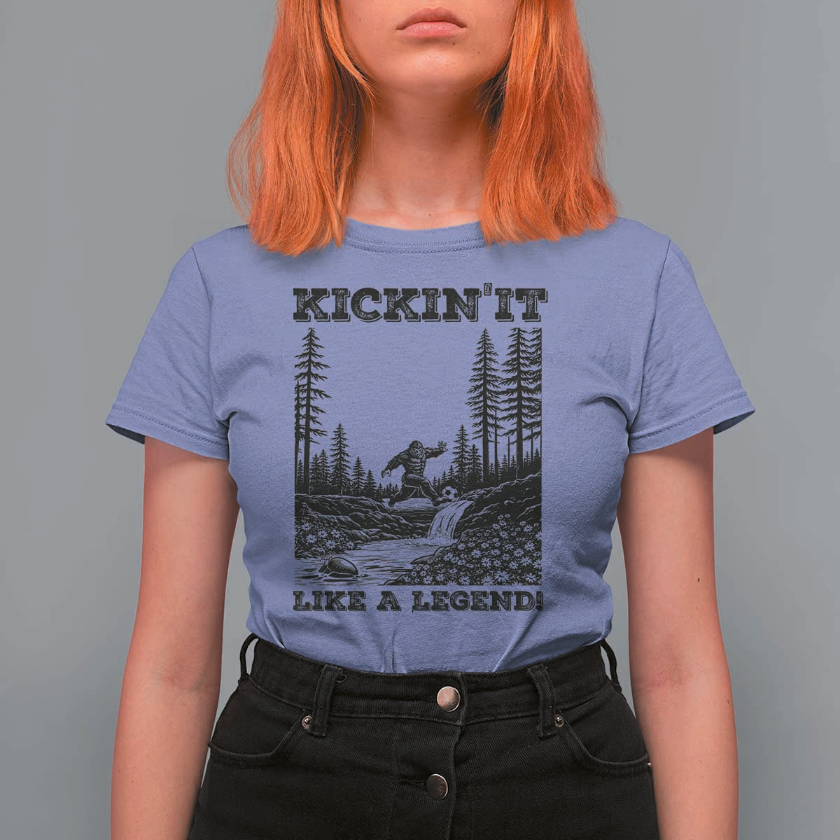 Kickin It Like A Legend T Shirt For Women Funny Bigfoot Soccer Player