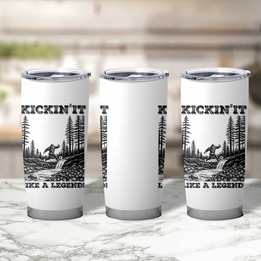 Kickin It Like A Legend Tumbler Cup Funny Bigfoot Soccer Player