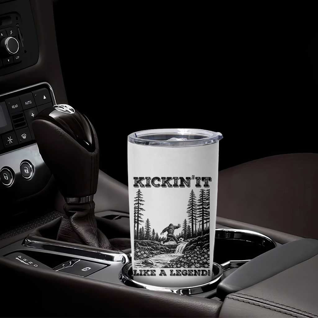 Kickin It Like A Legend Tumbler Cup Funny Bigfoot Soccer Player