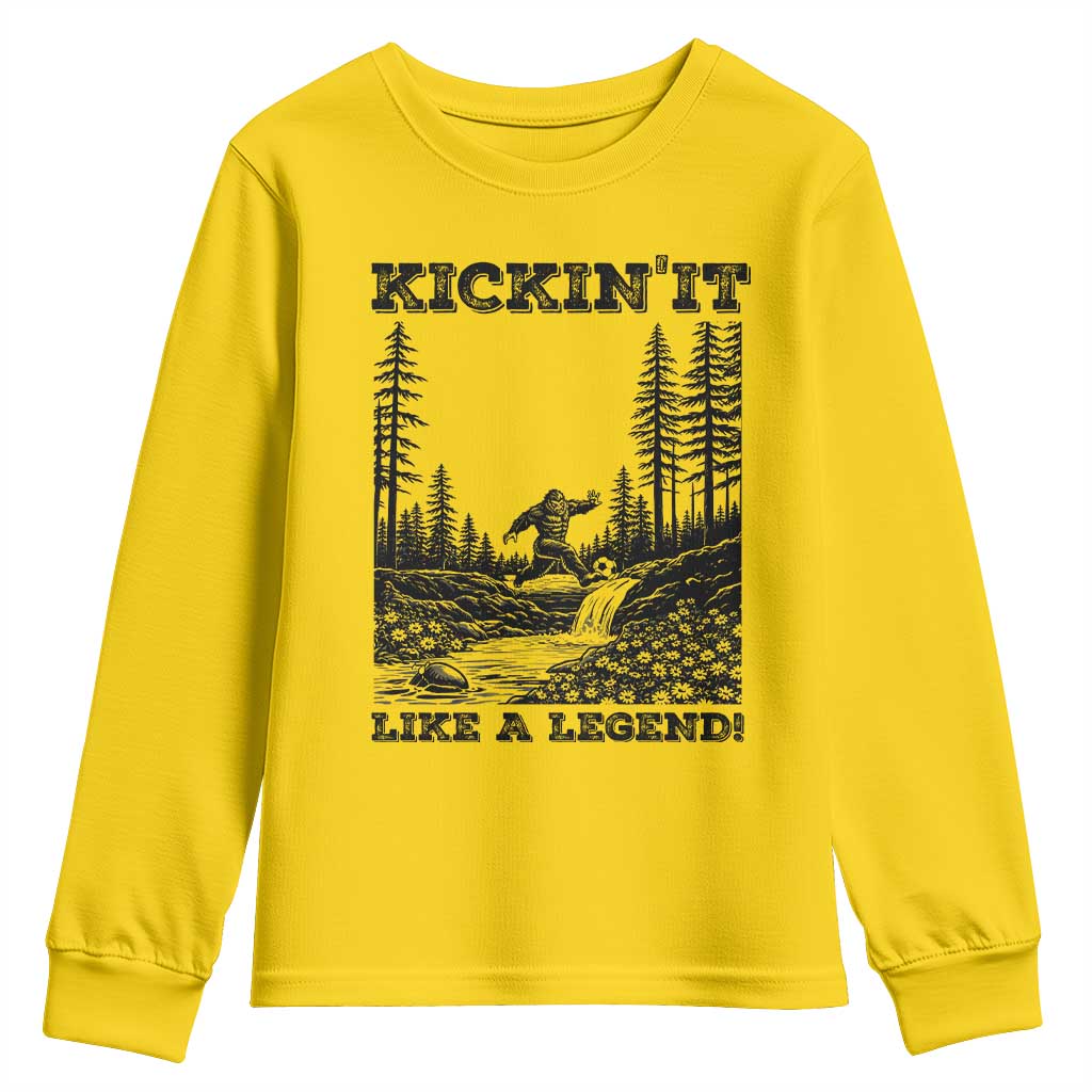 Kickin It Like A Legend Youth Sweatshirt Funny Bigfoot Soccer Player