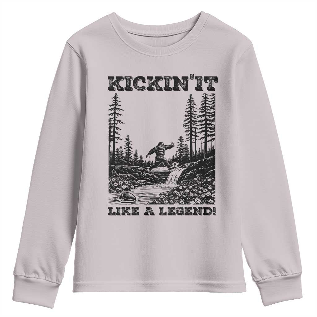 Kickin It Like A Legend Youth Sweatshirt Funny Bigfoot Soccer Player