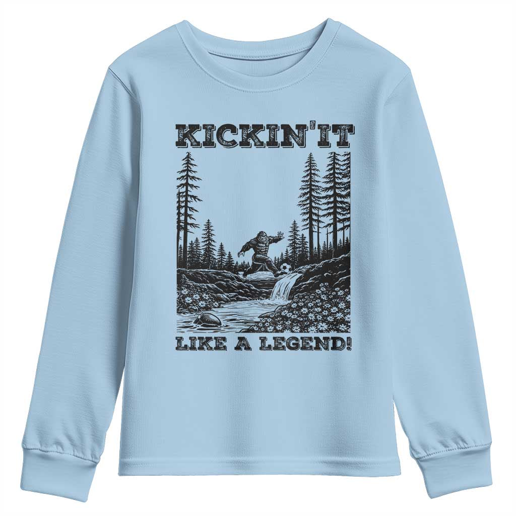 Kickin It Like A Legend Youth Sweatshirt Funny Bigfoot Soccer Player