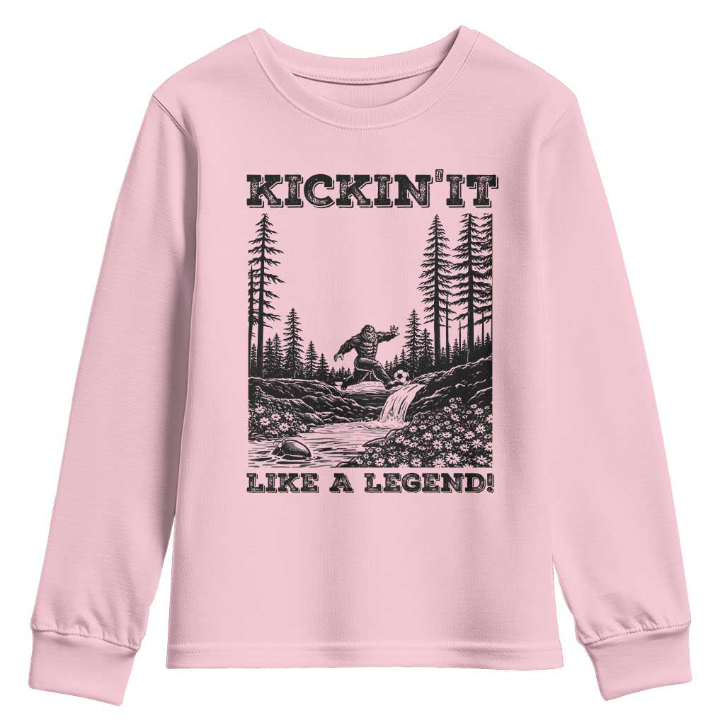 Kickin It Like A Legend Youth Sweatshirt Funny Bigfoot Soccer Player
