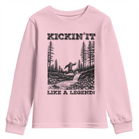Kickin It Like A Legend Youth Sweatshirt Funny Bigfoot Soccer Player