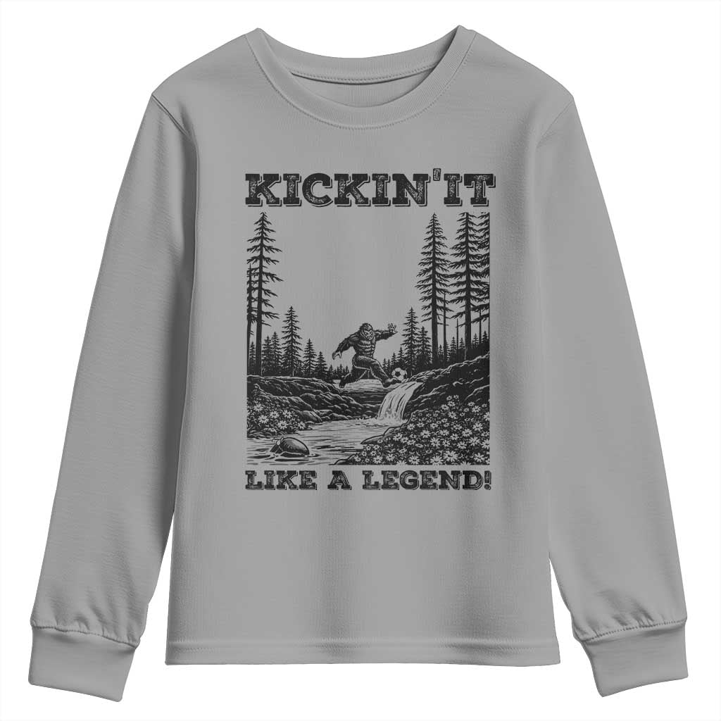 Kickin It Like A Legend Youth Sweatshirt Funny Bigfoot Soccer Player