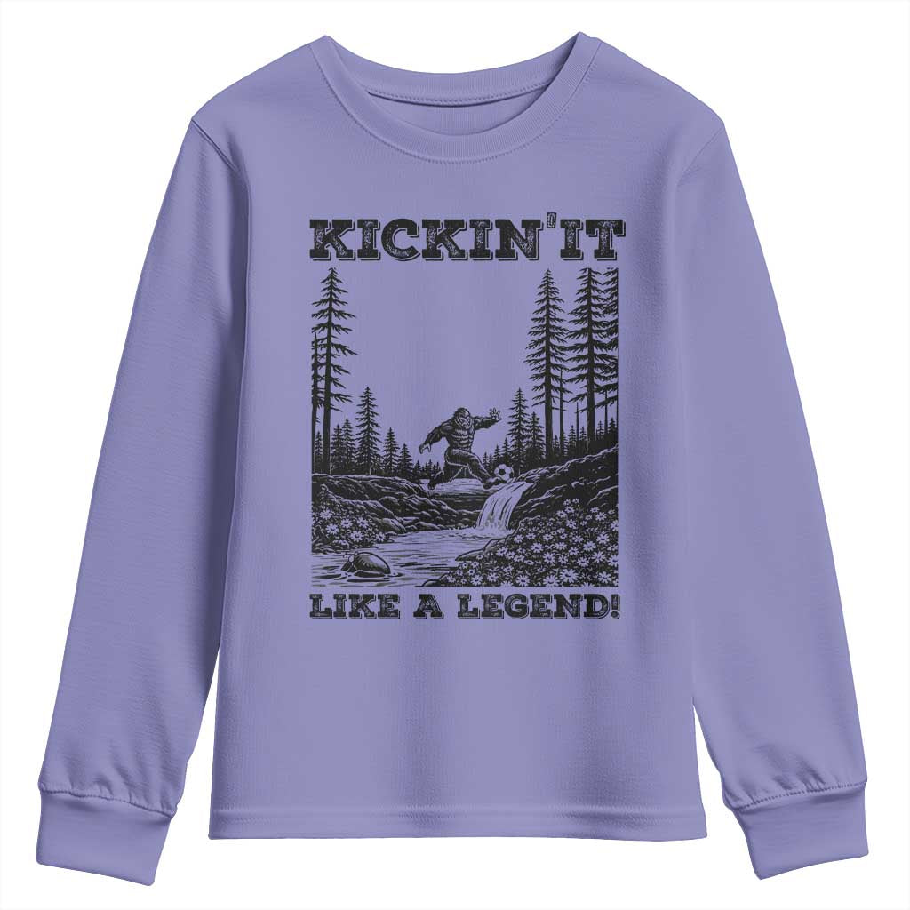 Kickin It Like A Legend Youth Sweatshirt Funny Bigfoot Soccer Player