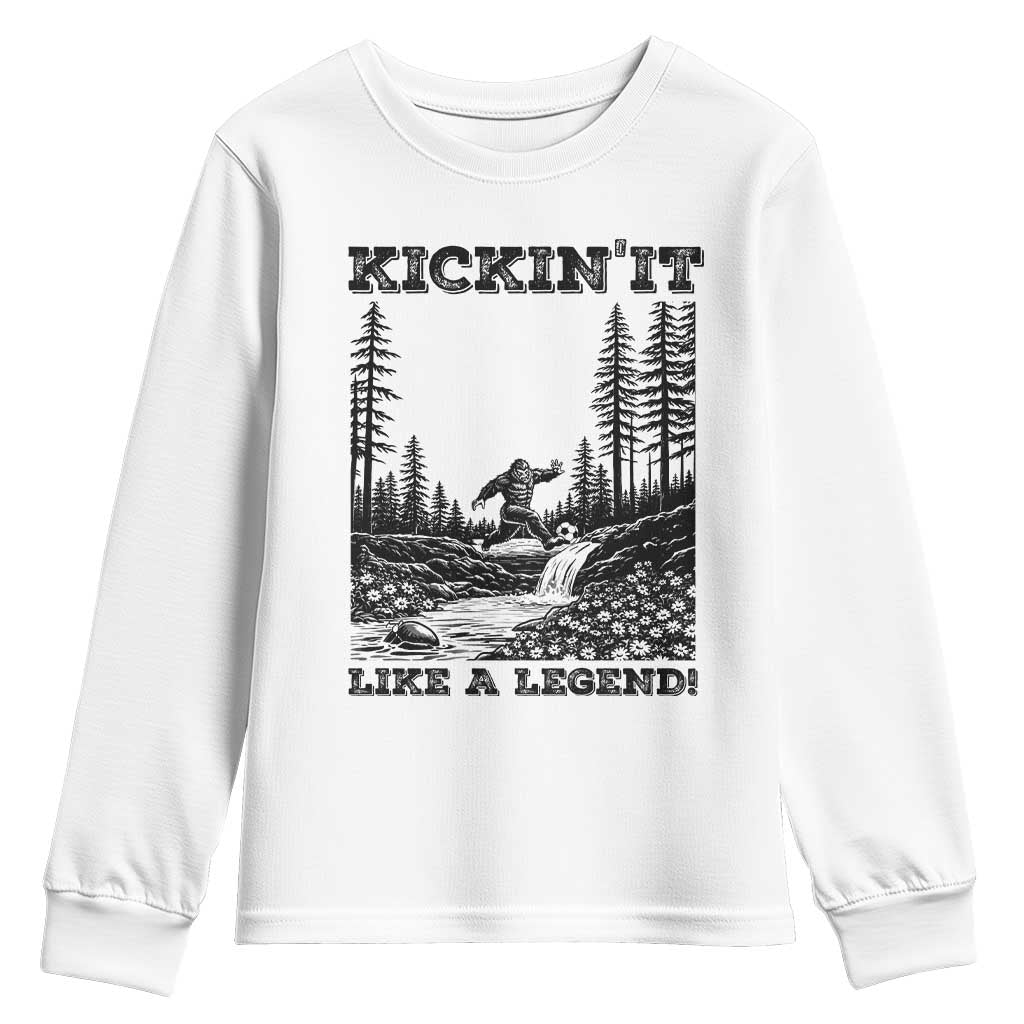Kickin It Like A Legend Youth Sweatshirt Funny Bigfoot Soccer Player