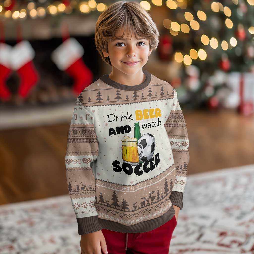 Drink Beer And Watch Soccer Ugly Christmas Sweater Funny Drinking Lover