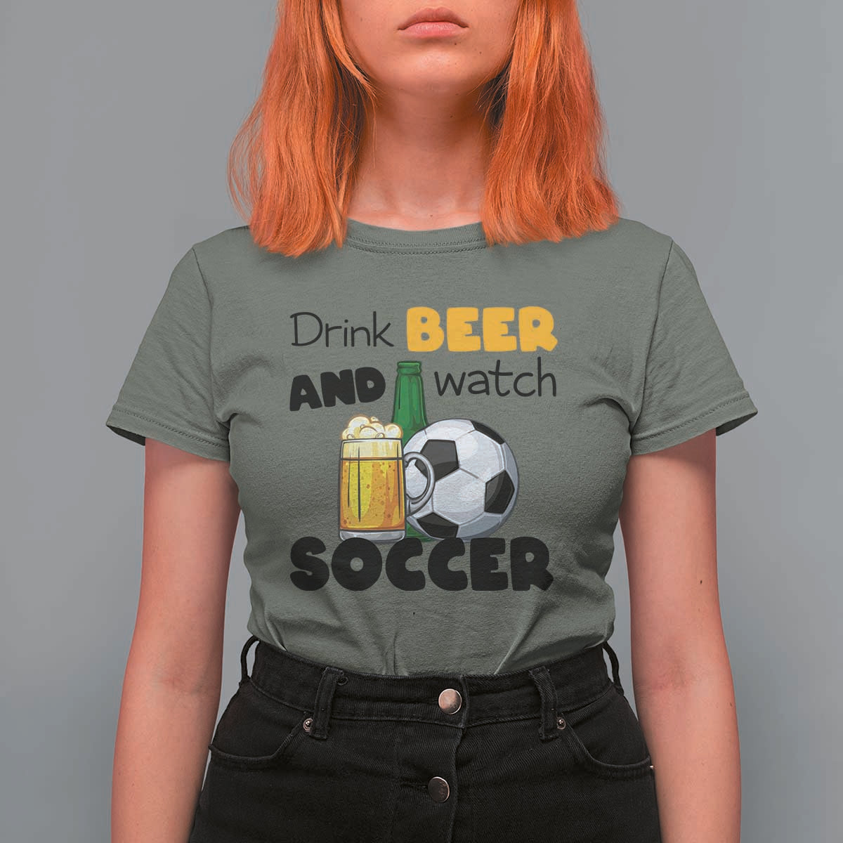 Drink Beer And Watch Soccer T Shirt For Women Funny Drinking Lover