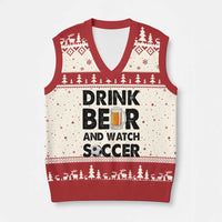 Drink Beer And Watch Soccer V-Neck Knit Sweater Vest Funny Beer Lover