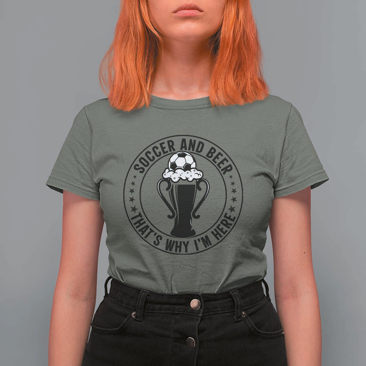 Soccer And Beer That Is Why I Am Here T Shirt For Women Funny Football Drinking Team