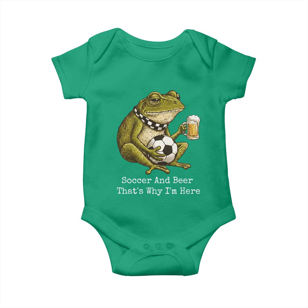 Funny Frog Lover Baby Onesie Soccer And Beer That Is Why I Am Here