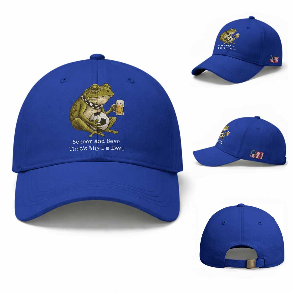 Funny Frog Lover Baseball Cap Soccer And Beer That Is Why I Am Here