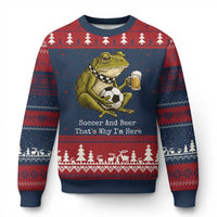 Funny Frog Lover Ugly Christmas Sweater Soccer And Beer That Is Why I Am Here