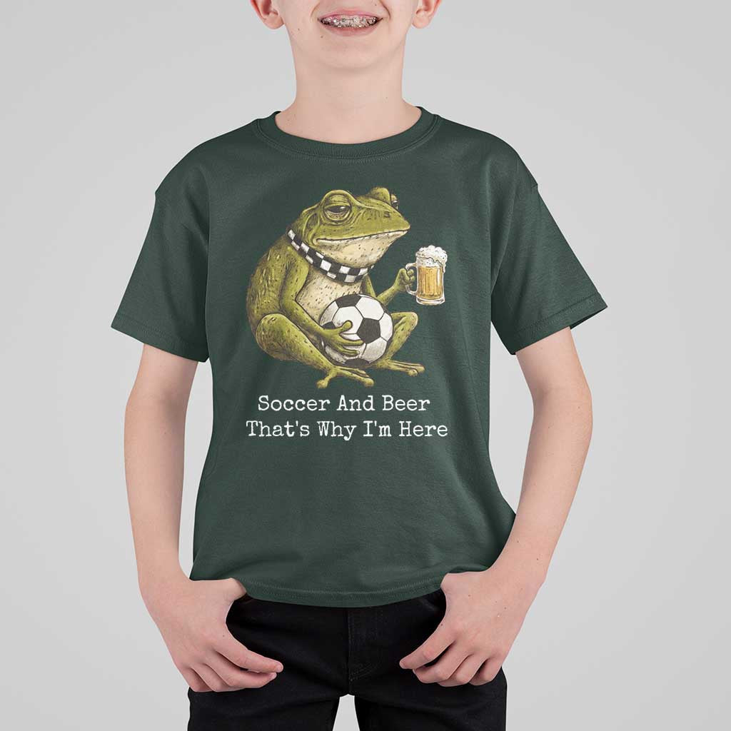 Funny Frog Lover T Shirt For Kid Soccer And Beer That Is Why I Am Here