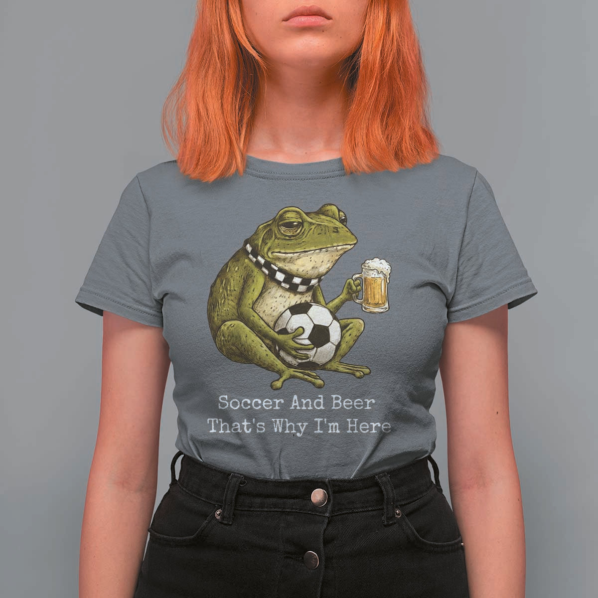 Funny Frog Lover T Shirt For Women Soccer And Beer That Is Why I Am Here