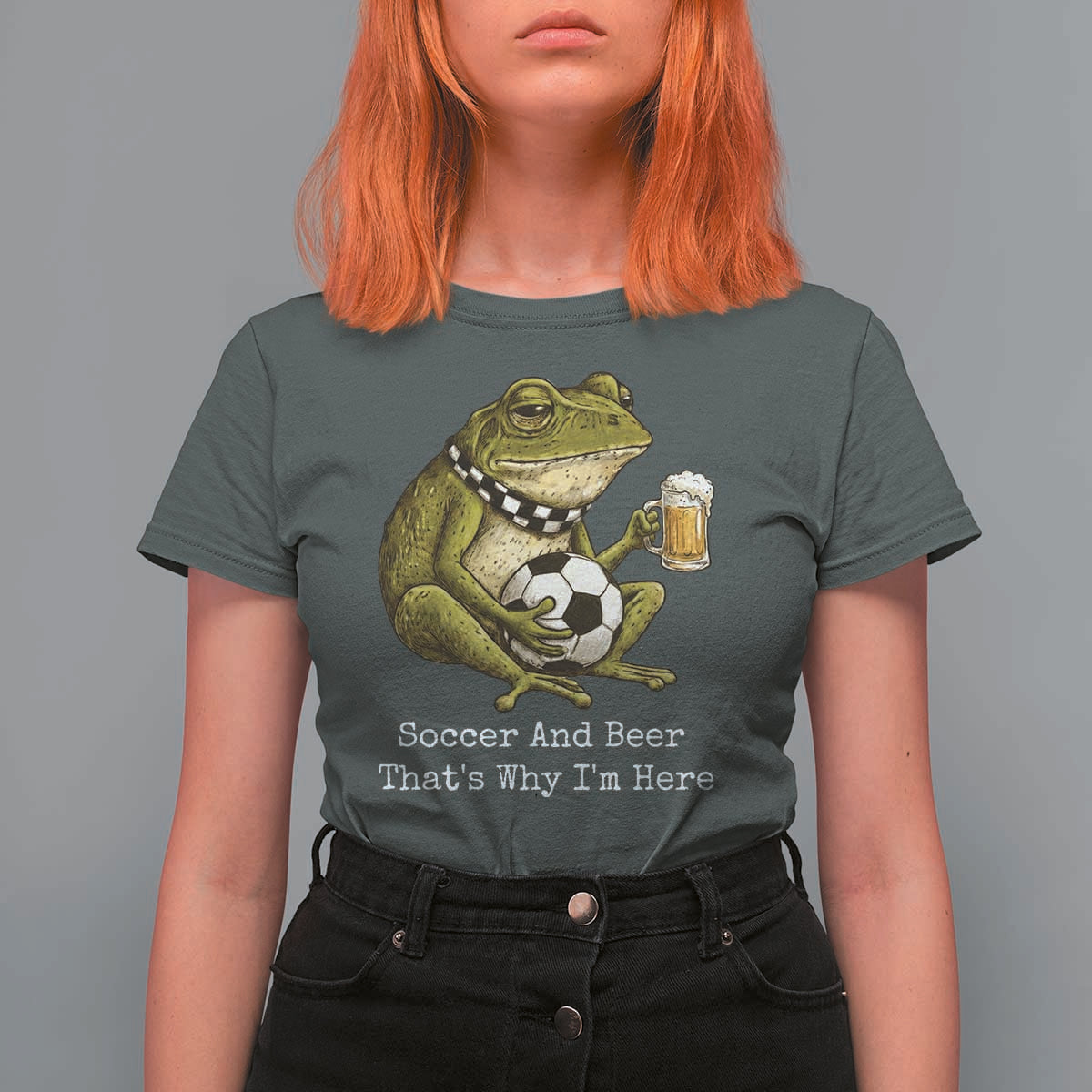 Funny Frog Lover T Shirt For Women Soccer And Beer That Is Why I Am Here