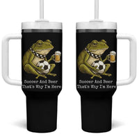 Funny Frog Lover Tumbler With Handle Soccer And Beer That Is Why I Am Here