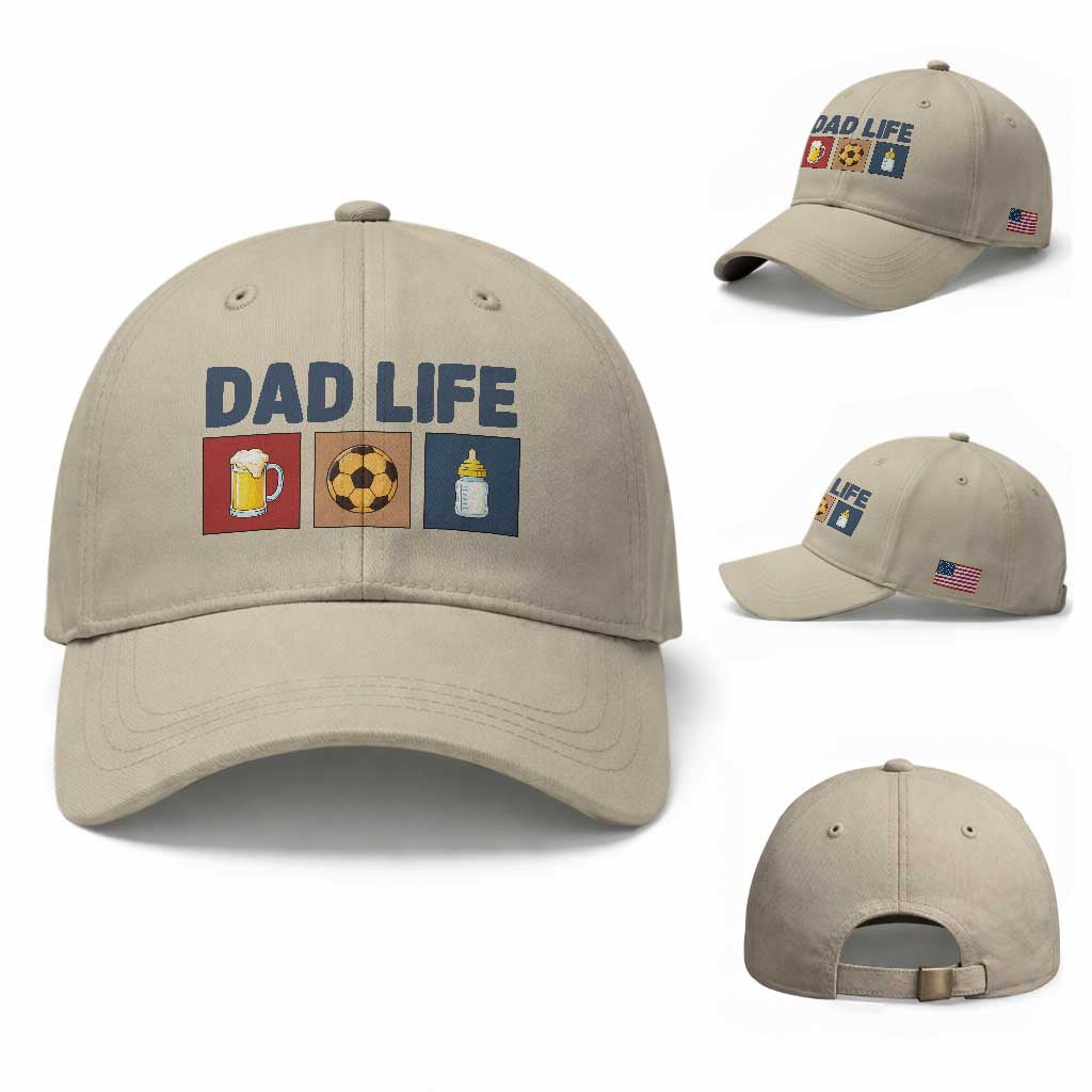 Dad Life Soccer Beer Baby Bottle Baseball Cap Fathers Day Gift