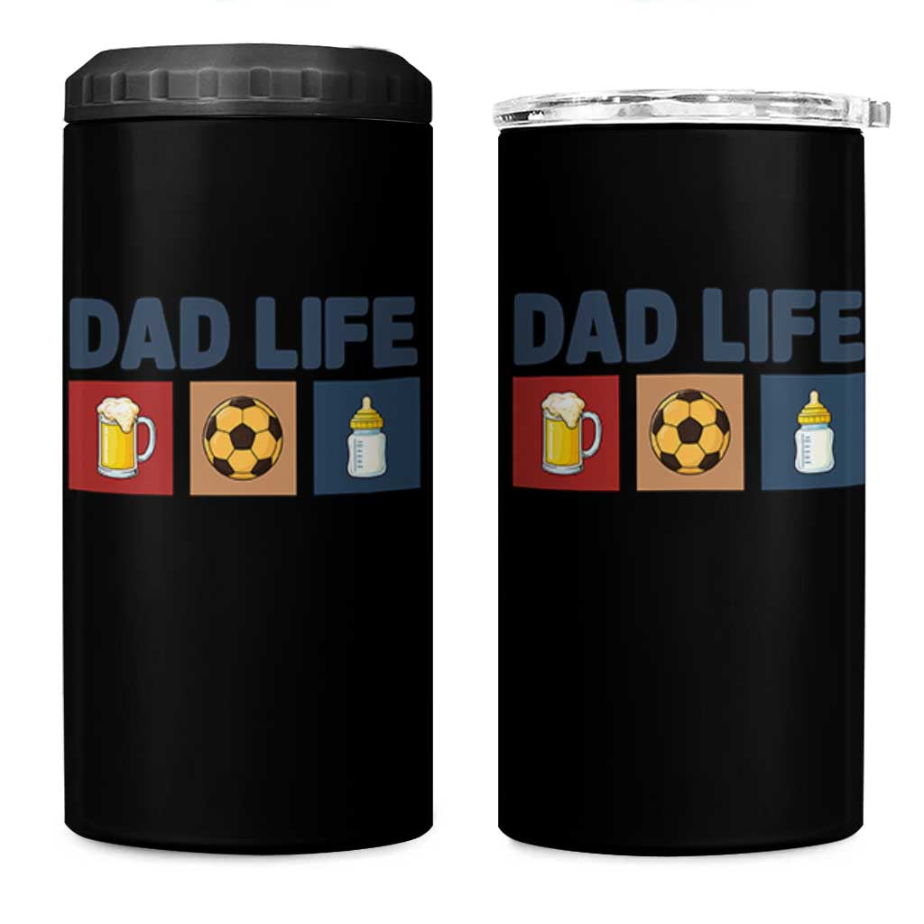 Dad Life Soccer Beer Baby Bottle 4 in 1 Can Cooler Tumbler Fathers Day Gift