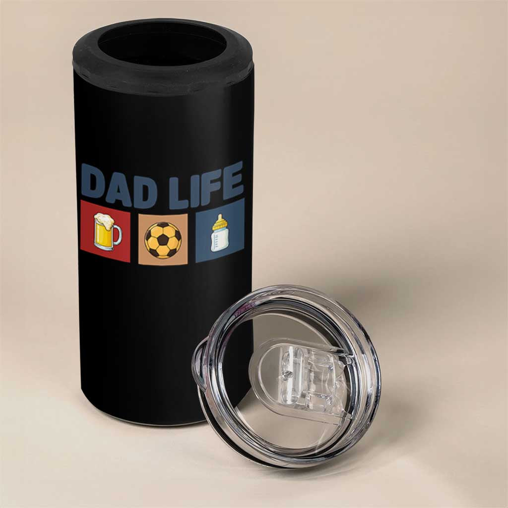Dad Life Soccer Beer Baby Bottle 4 in 1 Can Cooler Tumbler Fathers Day Gift